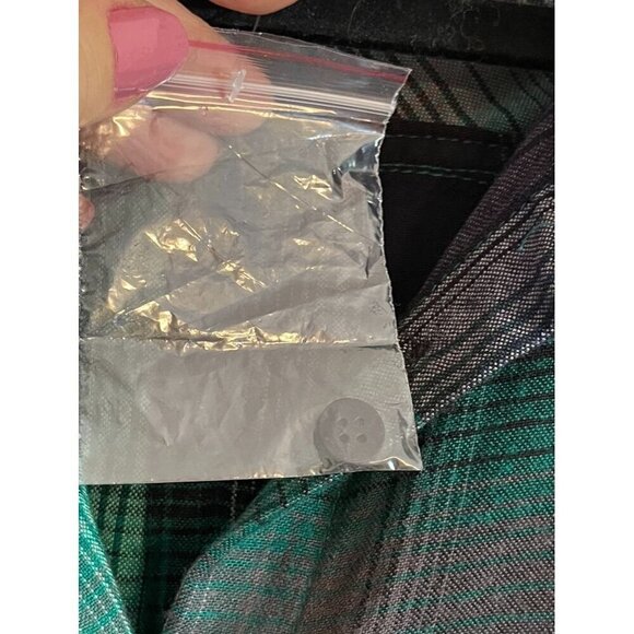 BDG Shirt Women L Green Collar Blue Plaid Buttons Fall Check Grunge Western Soft - Picture 7 of 9